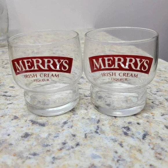 Other - 🌴3/$15🌴 Merry's Irish Cream ● liqueur glasses ● Vintage ● Set of 2 Bar Set